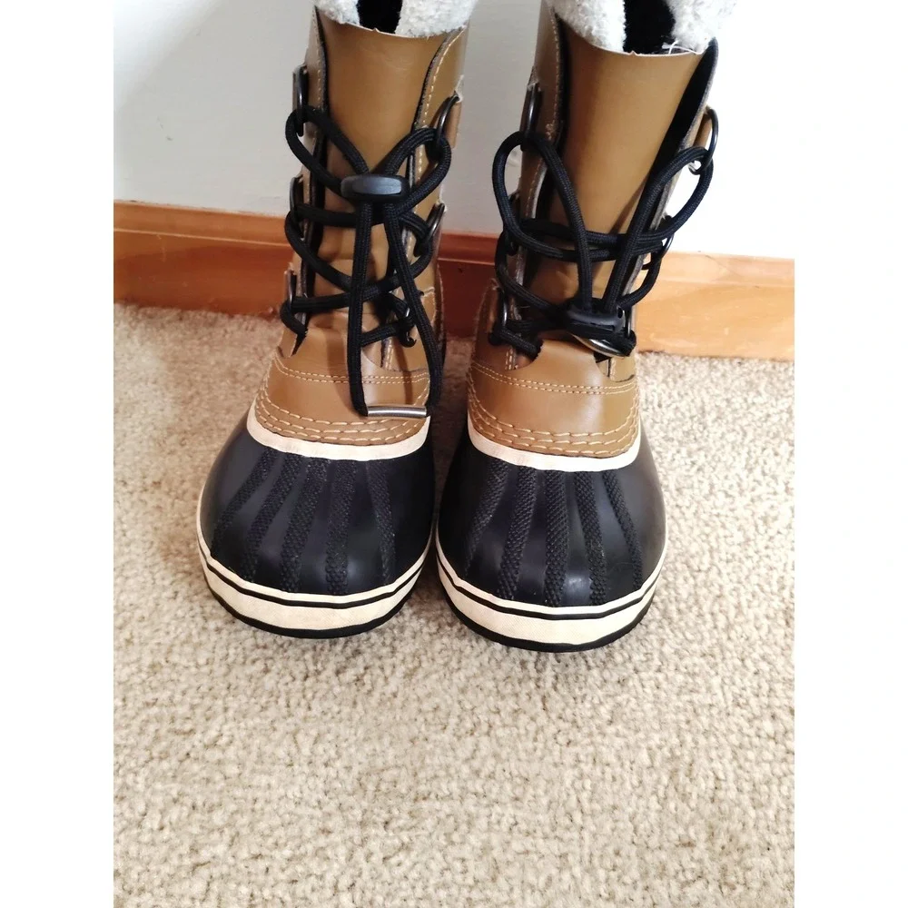 Sorel CARIBOU Youth 3 Fleece Lined Waterproof Hiking Carmel Leather Snow Boots